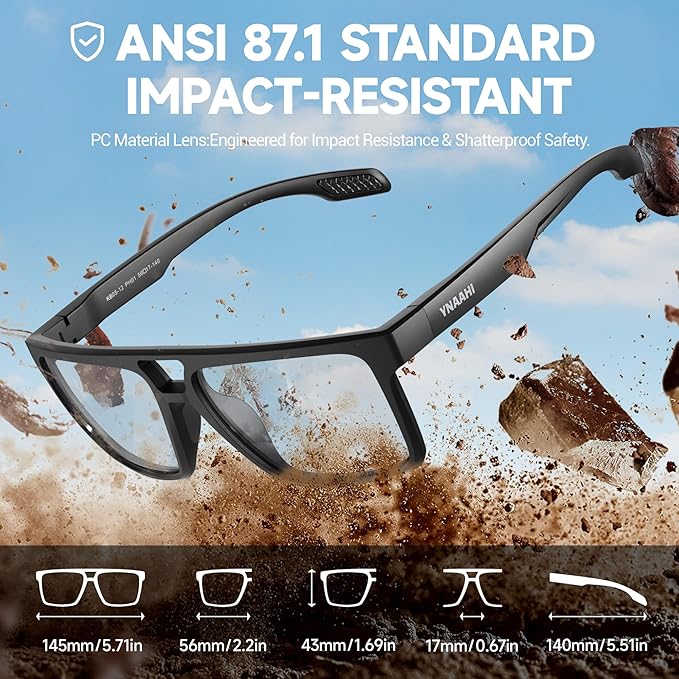 Photochromic Sunglasses for Men Women, UV Transition and Proteciton. ANSI Z87.1 for Sports Running and Work safety