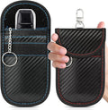 2 Pack Faraday Key Fob Protector, Car RFID Signal Blocking Pouch, Faraday Bag for Car Key Fob, Anti-Theft Case (Red+Blue, Medium)