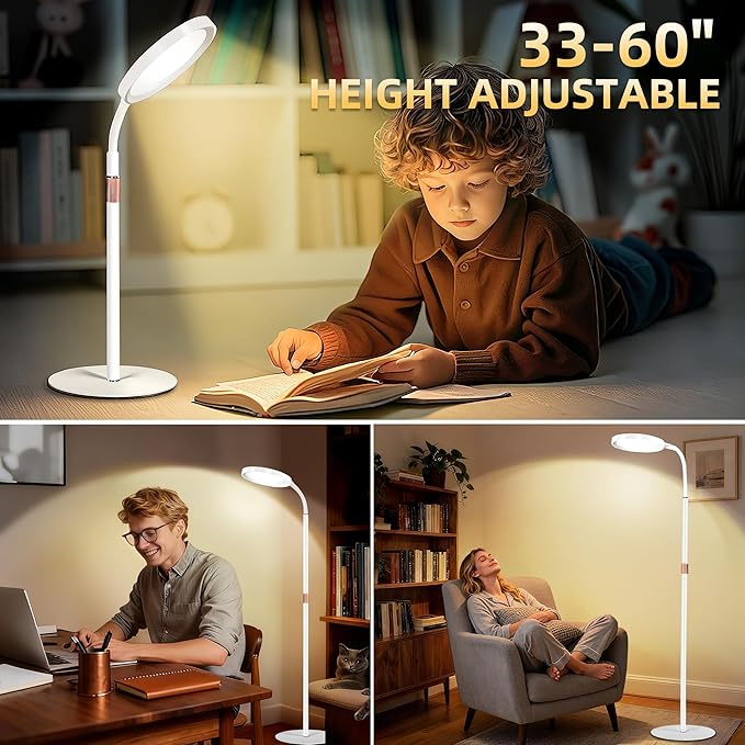 KingSom Light Therapy Lamp,11000 Lux UV-Free Happy Therapy Lamp, Full Spectum Sunlight Lamp with LCD Touch Remote, Height Adjustable Light Therapy Floor Lamp with 9 Brightness & 3 Color Temperatures