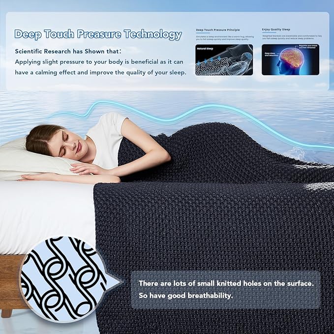 Topcee Knitted Weighted Blanket - 50"x60" 5lbs Cooling Chunky Knit Heavy Blanket for Adults Cable Yarn Knit Decorative No Beads Soft, Cozy and Cooling Weighted Throw Blankets Machine Washable