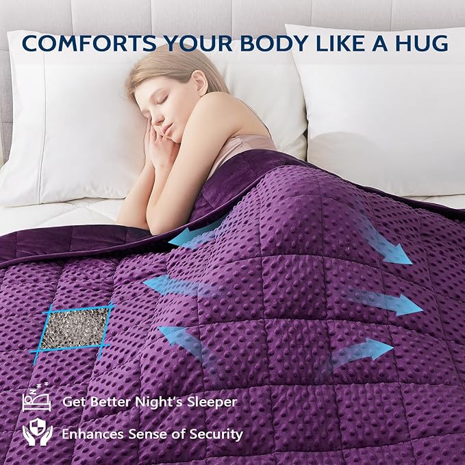 L'AGRATY Weighted Blanket for Adult - 60"x80" 20lbs Minky Dots Heavy Blanket with Glass Beads Soft Breathable for All-Season Summer Fall Winter Thick Comfort for Sleeping