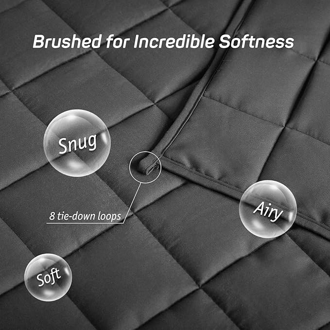 Weighted Blanket for Adults 15lbs, Queen Size Heavy Blanket for 125-180lbs, Weighted Throw Blanket with Premium Glass Beads, Soft Thick Blanket for Adult All-Season, 60 x 80 inches, Dark Grey