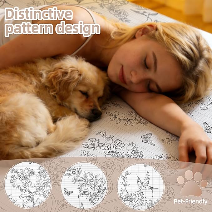 Grounding Sheets Queen Black Floral - 15% Pure Silver + 85% Organic Cotton Fitted Bed Sheet for Earthing - 400 Thread Count Deep Pocket Grounded Bedsheets - Improved Sleep Down to Earth Ground Bedding