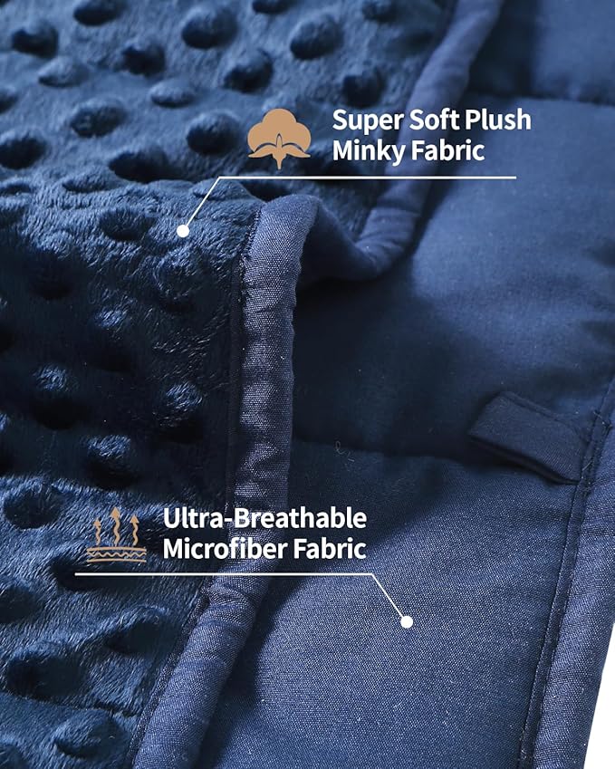 Mr. Sandman Weighted Blanket for Adults, Heavy Blanket for Woman, Man Sleeping/Calm, Soft and Cozy Weighted Throw Blankets, Machine Washable, 48 x 72in, 12 lbs, Navy Blue