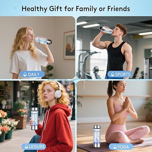 Hydrogen Water Bottle, 2800PPB in 3Min, SPE PEM Tech, Portable 16OZ, Rechargeable Hydrogen Water Bottle for Travel, Home, Office – Gift for Family & Friends (XR-20)