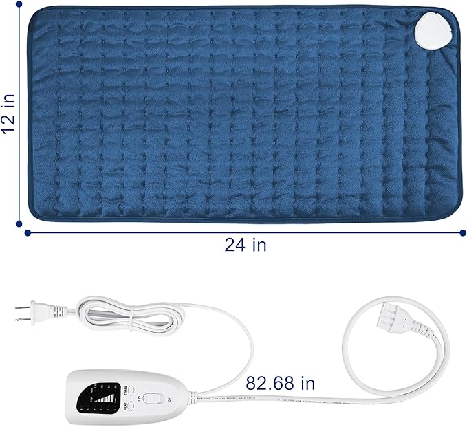 Electric Heating pad with 6 Heat Settings, Auto Shut Off, Dry Electric Heating for Back Neck Knee Arms Legs Shoulder Heat Pads for Christmas Birthday Father's Day Mother's Day (24"X12", Dark Blue)