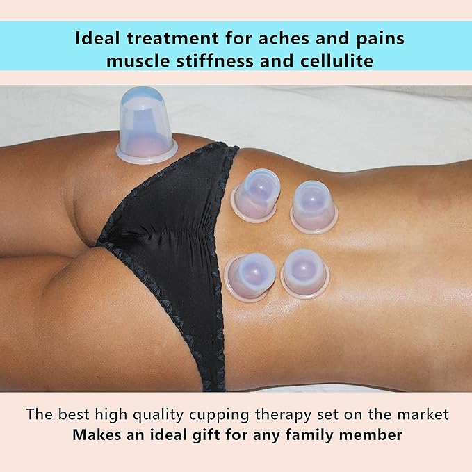 Cupping Kit for Massage Therapy - by DoSensePro 8 Silicone Massage Cups for Arthritis Relief, Pain Reduction, Anti-Aging & Cellulite Treatment - Cupping Set Massage Therapy Cups (2XL, 4L, 2M)