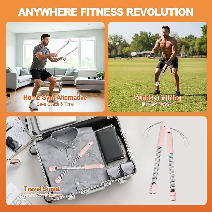 Adjustable Weighted Ropeless Battle Ropes for Home Gym, Heavy Duty Portable Workout Rope for Strength Building & Low-Impact Cardio, Fitness Equipment for Men & Women with HIIT Training