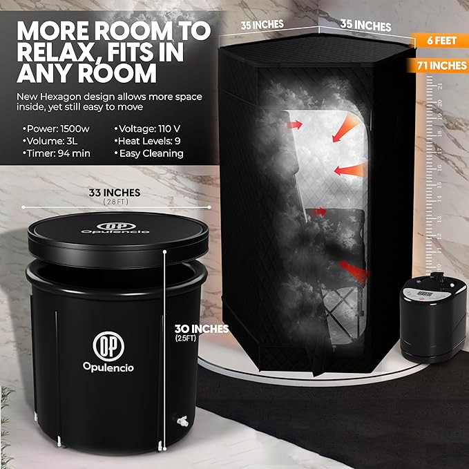 Portable Sauna and Cold Plunge Combo - Spacious at Home Sauna Box with Ice Tub, Portable Steam Sauna Tent with 3L Steamer, Fast Heating with 9 Levels, Chair, Remote, 5.9' x 2.9' x 2.9'