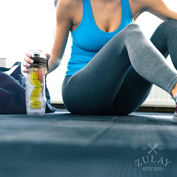 Zulay Fruit Infuser Water Bottle - 34oz - Leakproof With Full-Length Infusion Rod - Men Women's Ideal Fitness Gift Or For Gym, Camping