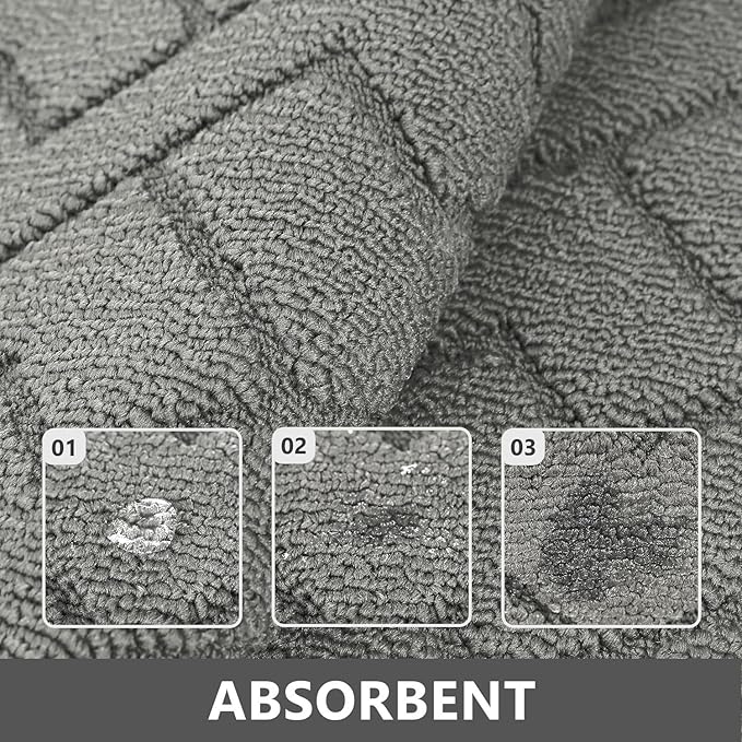 hicorfe Kitchen Rugs and Mats Sets,2 Pieces Super Absorbent Polypropylene Non-Slip Rug,Soft Comfort Floor Mat,Machine Washable for Kitchen,Hallway,Office,Sink,Laundry(20" x 32"+20" x 59",Grey)