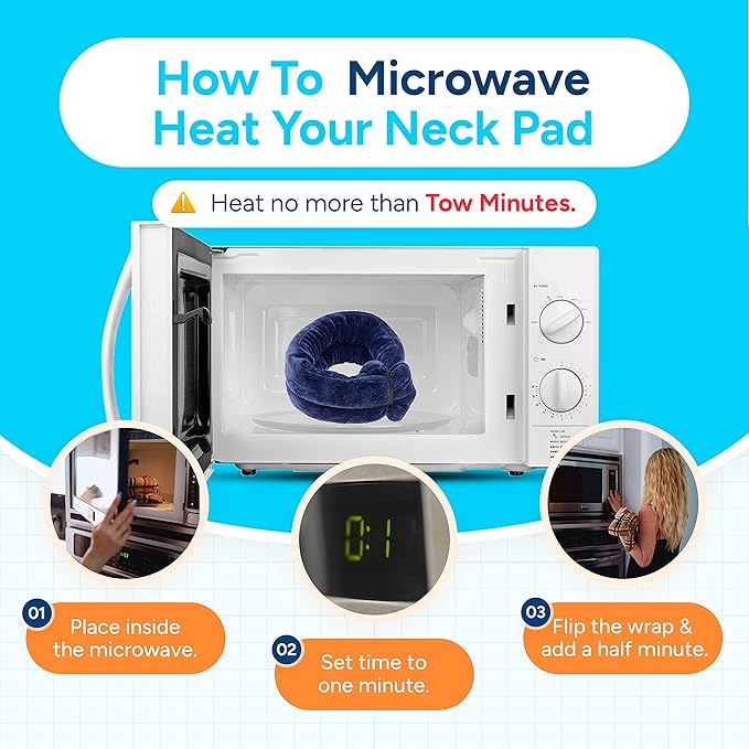 SunnyBay Microwave Heating Pad, Microwavable Heated Neck and Shoulder Wrap, Multipurpose Moist Hot/Cool 2.5lb Bean Bag Pack with Plush Cover and Elastic Fastener,26x5 Inches, Regular, Blue