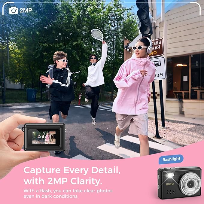 Mini Keychain Digital Camera, Y2K Pocket-Size Mini Camera, 2MP 1080P Small Camera with 32GB Card, Video Recorder with Long Battery Life for Travel, Party and Vlog (Black)