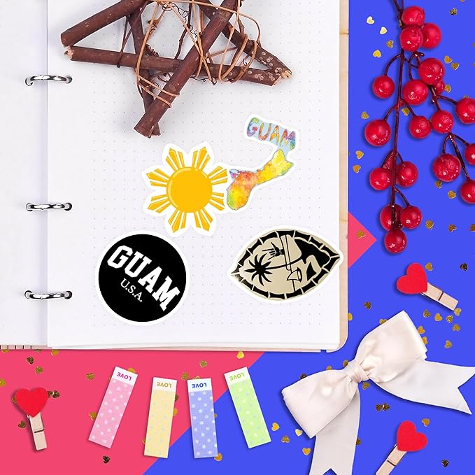 BulbaCraft 100Pcs Guam Stickers and Saipan Stickers for Water Bottle and Laptop - Saipan Party Supplies & Decorations, Waterproof Vinyl Decals, Gifts for Women & Men