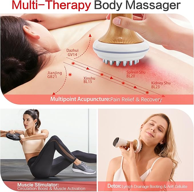 Electric Acupuncture Pen Multipoint Electronic Acupuncture Healing Massager Rechargeable, Heated Acupressure Meridian Energy Stimulator, Meridian Massage Brush for Pain Relief Muscles Sciatica Therapy