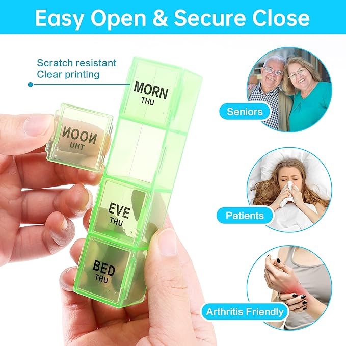 VMVN Pill Organizer, Large Medicine Pill Organizer Box,Weekly Pill Case Container,4 Times a Day Pill Holder 7 Day,for Vitamin Travle Work