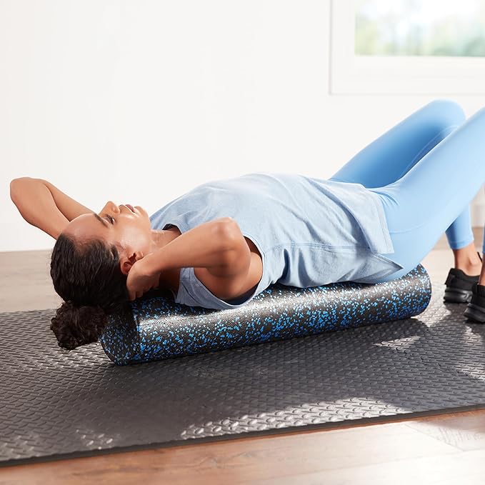Amazon Basics High Density Foam Roller for Exercise and Recovery, 36 Inches, Blue Speckled