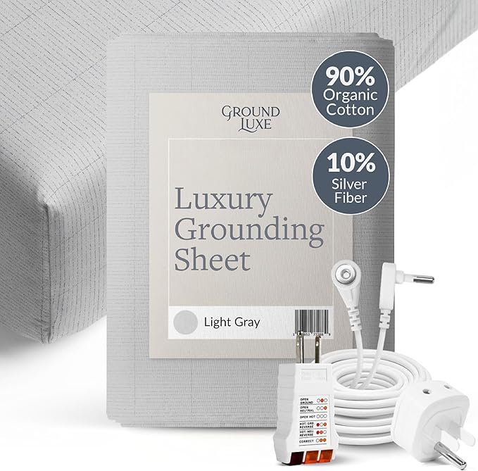 GroundLuxe Organic Fitted Grounding Sheet in Light Gray for a King Size Bed