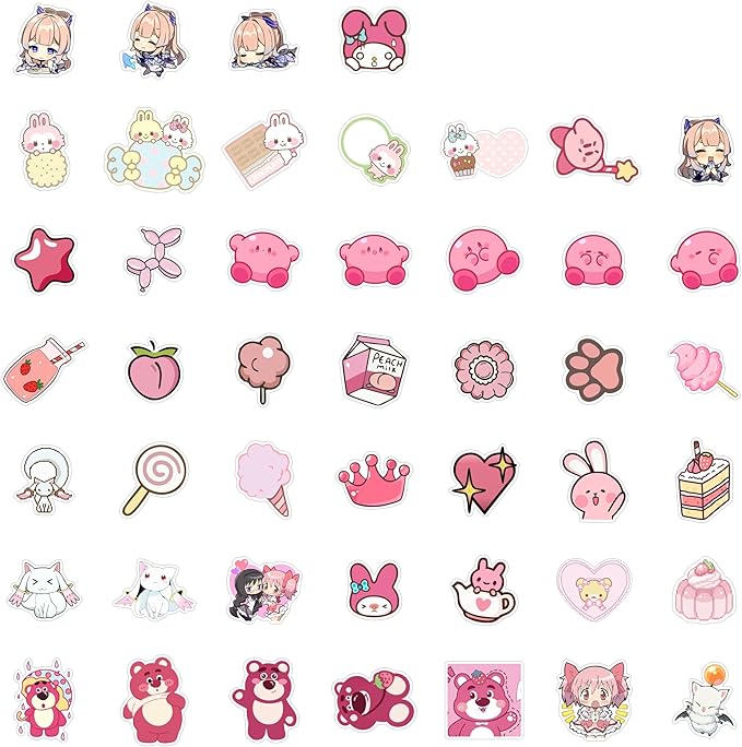 BulbaCraft Cutecore Stickers, Cute Anime Stickers for Water Bottle and Laptop - Cutecore Party Supplies & Decorations, Waterproof Vinyl Decals, Aesthetic Stickers, Gifts for Women & Men