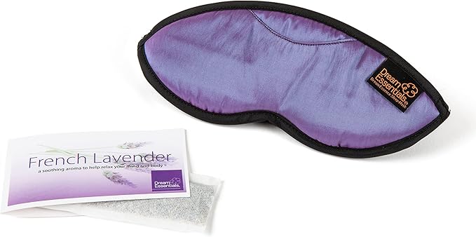 Dream Essentials Dream Essence Aromatherapy Sleep Mask, Handmade in The USA, Comes with Removable Organic French Lavender Sachet Revised 2022 Designs (Lilac)