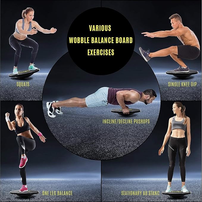 Yes4All Wobble Balance Board Training Board Plastic Balance Training Exercise Yoga Supplies Carrying