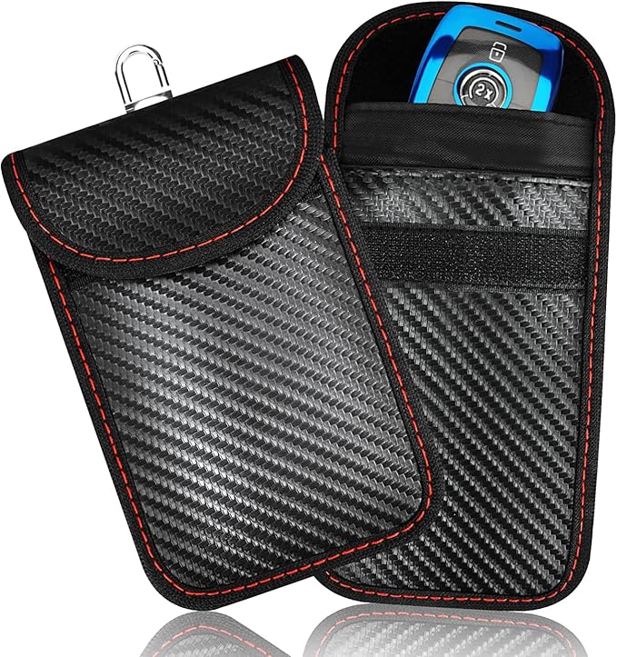 Upgraded Faraday Bag for Key Fob (2 Pack),Premium Faraday Key Fob Protector– Car RFID Signal Blocking, Car Security Protection Pouch, Anti-Theft Pouch, Anti-Hacking Case Blocker-Black.