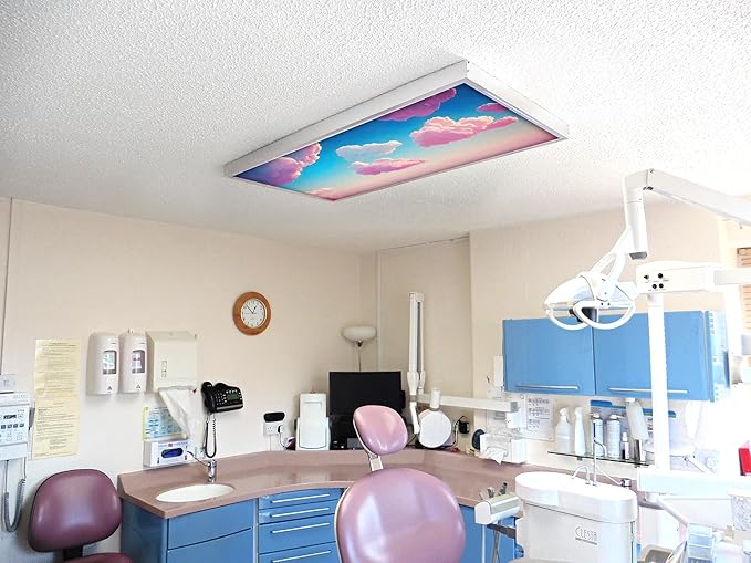 OCTO LIGHTS Fluorescent Light Covers Pink Cloud Sky Panel for Ceiling Lights, Light Covers for Ceiling Lights Classroom 2x4 (22.38"x46.5") Backlit Film Insert for Fluorescent Fixtures (Pack of 1)