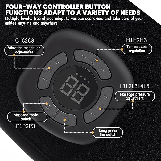 Emesak 3-in-1 Ankle Foot Massager with Vibration & Warmth - 360° Adjustable Compression Sleeve with 5 Intensity Levels, Wireless Rechargeable Design for Foot & Ankle Relaxation (1Pcs)