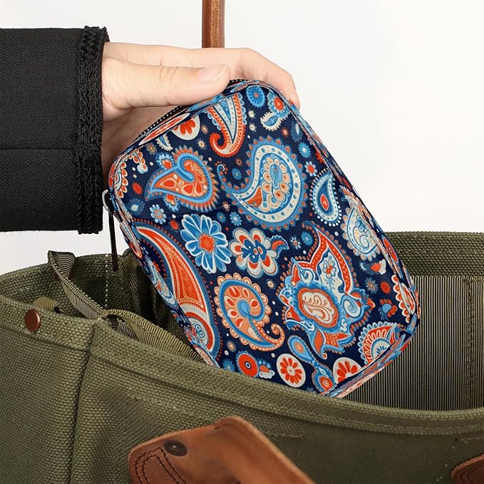 Color Psychedelic Paisley Travel Pill Organizer Box Weekly Portable Pill Case Daily Pills 7 Day Small Birth Control Pills Container Removable Compartments for Medicine Vitamins Fish Oil