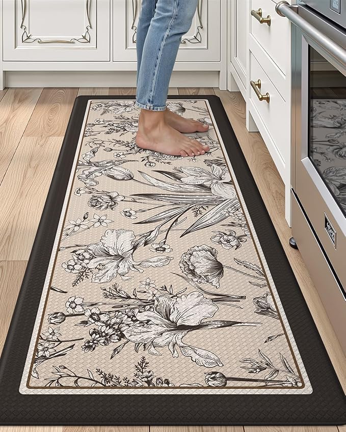 LUMI Anti Fatigue Kitchen Cushioned Mat for Floor, Padded Waterproof Runner for Standing, Stain Resistant Comfort Rugs for Home, Sink, Laundry, 24x87