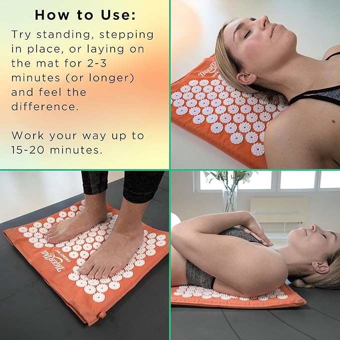 Tiger Tail Acupressure Energy Mat for Neck, Back, Shoulder, and Feet Pain Relief - Release Endorphins, Reduce Stress, Revitalize Energy Levels