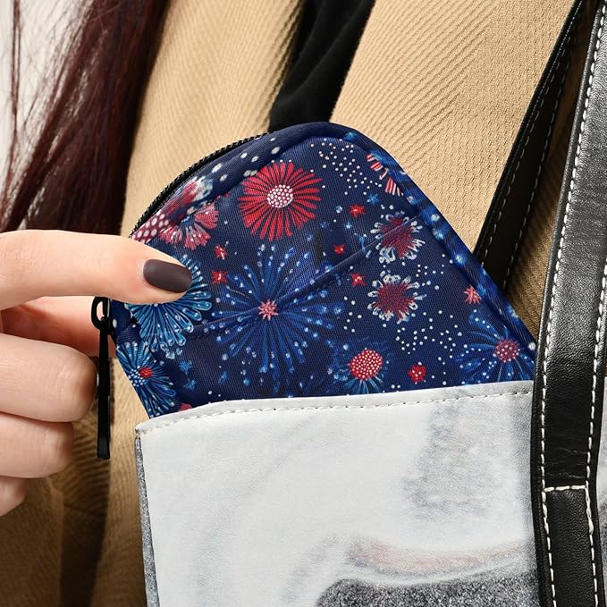 Flower 4th of July Travel Pill Organizer Case Box Container Weekly Portable Vitamin Medicine Holder Storage Bag with Zipper Removable