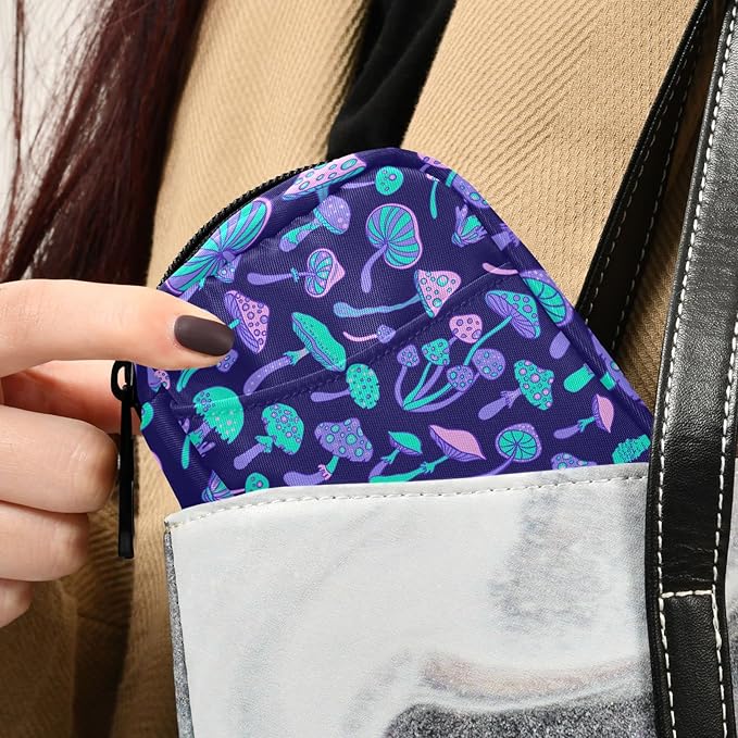 Mushroom Colorful Pill Box 7 Day Pill Case Travel Pill Organizer Bag with Zipper Portable Weekly Vitamin Medicine Supplement Holder Pouch Bag
