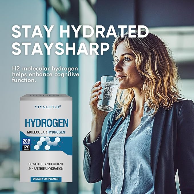 Hydrogen Tablets for Drinking Water | 8 PPM Molecular H2 Tablets with Magnesium | Supports Energy, Metabolism & Brain Function | 240 Tablets, Non-GMO, Gluten Free