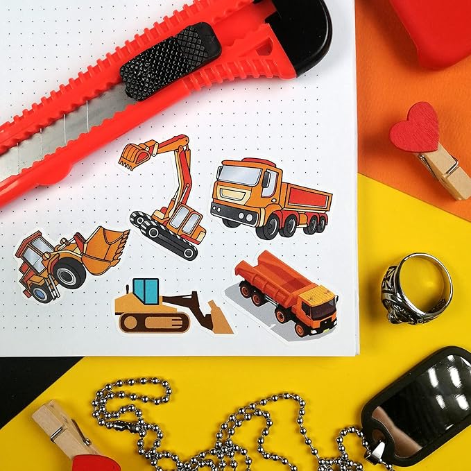 BulbaCraft 100 Pcs Construction Stickers - Construction Birthday Party Supplies, Gifts for Women & Men