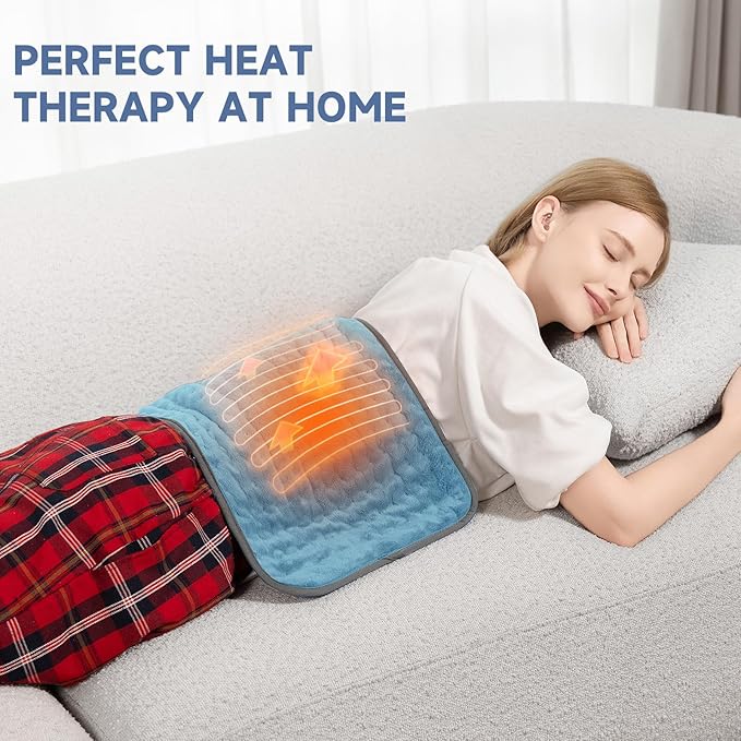 Electric Heating Pad for Back and Shoulder Pain Relief, Soft Heat Blanket with 6 Heat Levels & 4 Timers, Moist/Dry Heat, Auto Shut-Off, Washable Heat Pad, Ideal Gifts for Men & Dad