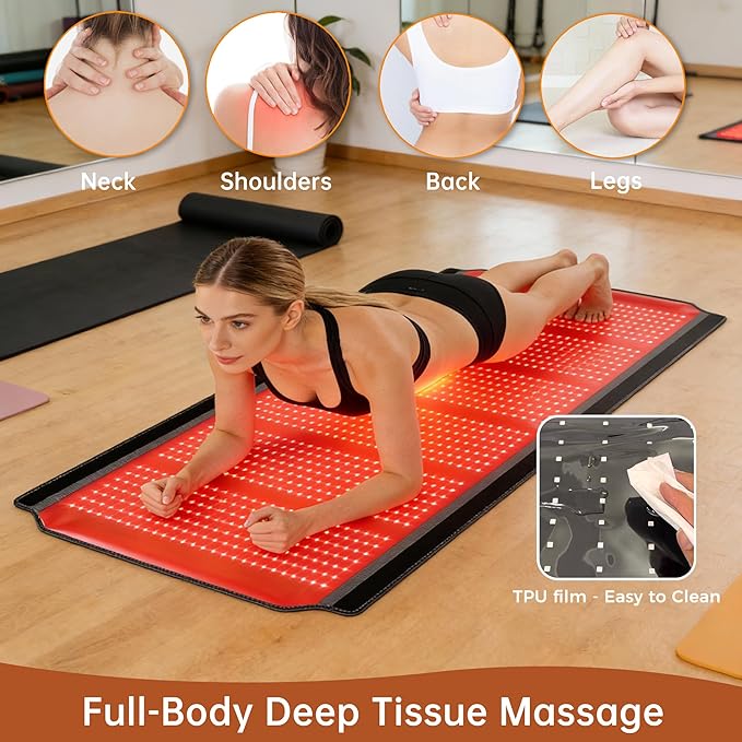 Full Body Red Light Therapy Mat, 74.8"*35.4" Whole Red Light Therapy Pad for Body with 660nm & 850nm, 1260 LEDs redlight Blanket with Adjustable Timer & Intensity, Gifts for Women, Men, and Pets
