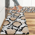 Anti Fatigue Black White Kitchen Rugs Set of 2, Snake Print Kitchen Mats for Floor, Snake Kitchen Decor, Anti-Slip and Anti-Fatigue Foam Standing Mat, 17x30 Inch Sink Mat+17x47 Inch Runner Rug