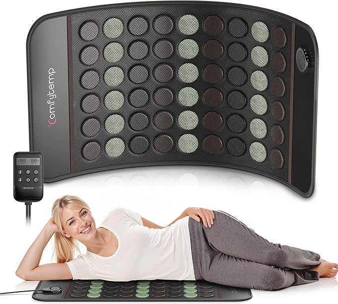 Comfytemp Extra Large Far Infrared Heating Pad 17"×33" for Back Full Body, FSA Eligible HSA XXL Electric Heat Pad with Jade Tourmaline Natural Stone Deeper FIR Heat, 6 Heat 8 Timer, Gift for Women Men