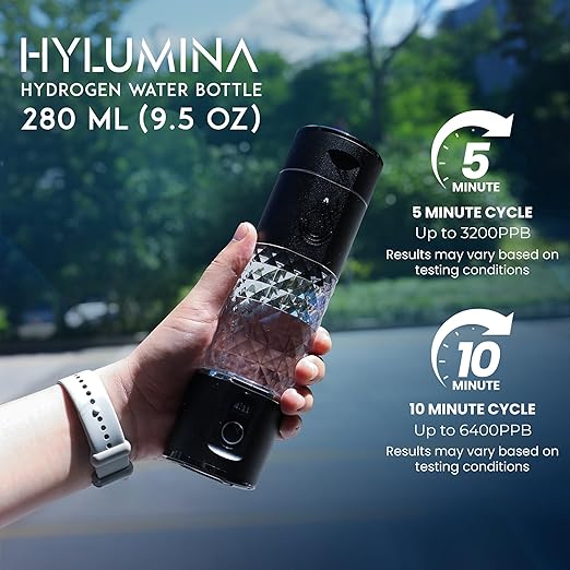Hydrogen Water Bottle Generator - Up to 6400ppb of Hydrogenated Water Per Cycle - SPE/PEM Tech - 9.5OZ Food Grade ABS Hydrogen Water Generator - Gift Bottles for Family, Athletes, Travel