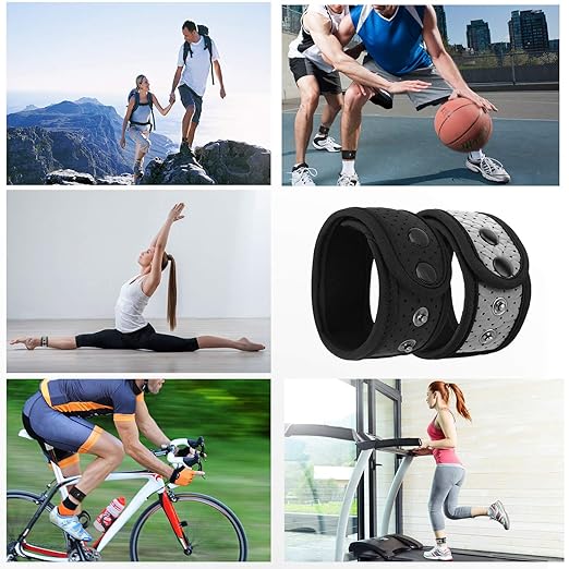 Moko 2-Pack Sweatproof Ankle Strap Fit Fitbit Luxe/Inspire 2/HR/Inspire/Charge 5/4/3/2/Alta/Alta HR/Flex 1/2/Garmin, Adjustable Fitness Tracker Ankle Band with Mesh Pouch - Black + Reflective Gray,