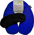 Microwavable Unscented Flax Seed Neck Wrap & Free Sleep Eye Mask - Hot Cold Heating Pad for Shoulder & Neck Pain Relief Pillow - Stress & Migraine Relief - Heat or Freeze - Navy