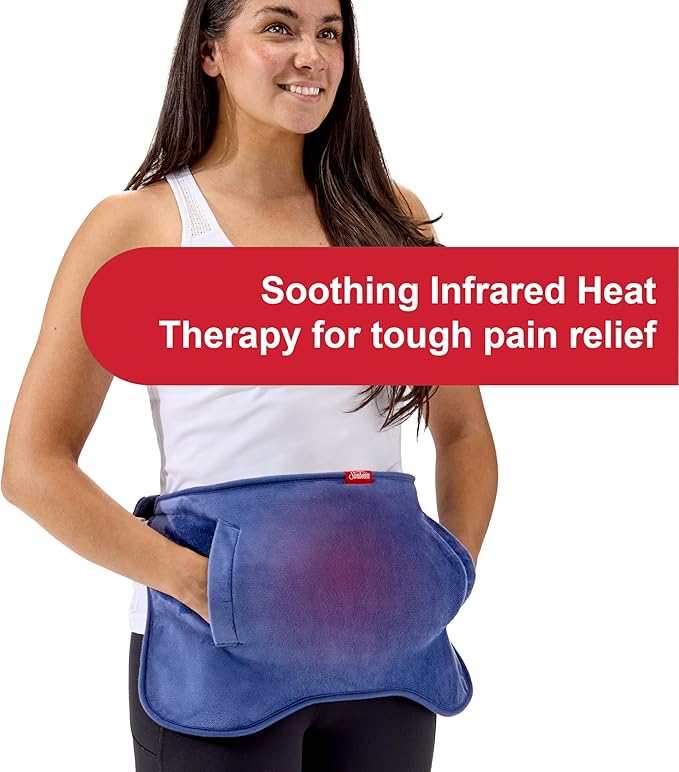 Sunbeam Carbon Fiber Thermabelt Infrared Heating Pad, 12x21in, for Period Cramps, Stomach Cramps, Lower Back