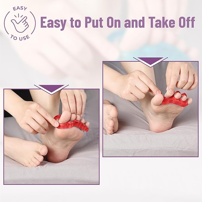 Dr. JK- ToePal Gel Toe Separator, 4 Pairs, Toe Spacers, Bunion Corrector, Cherry & Violet
