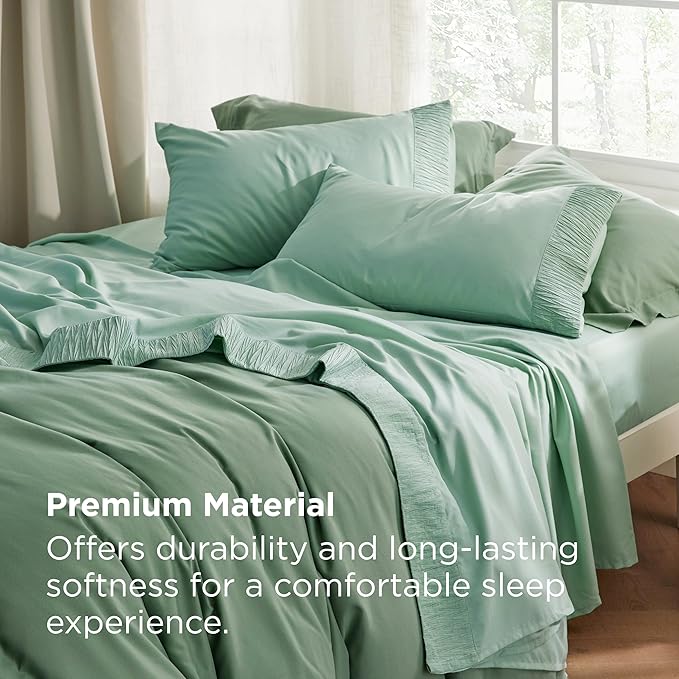Bedsure Twin Sheets Set - 3 Pieces Soft Twin Bed Sheets - Breathable & Cooling - Hotel Luxury - Easy Care Polyester Microfiber Bedding for Women, Men, Mint Green