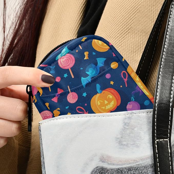 Sweet Halloween Pumpkin Travel Pill Organizer Case Box Container Weekly Portable Vitamin Medicine Holder Storage Bag with Zipper Removable