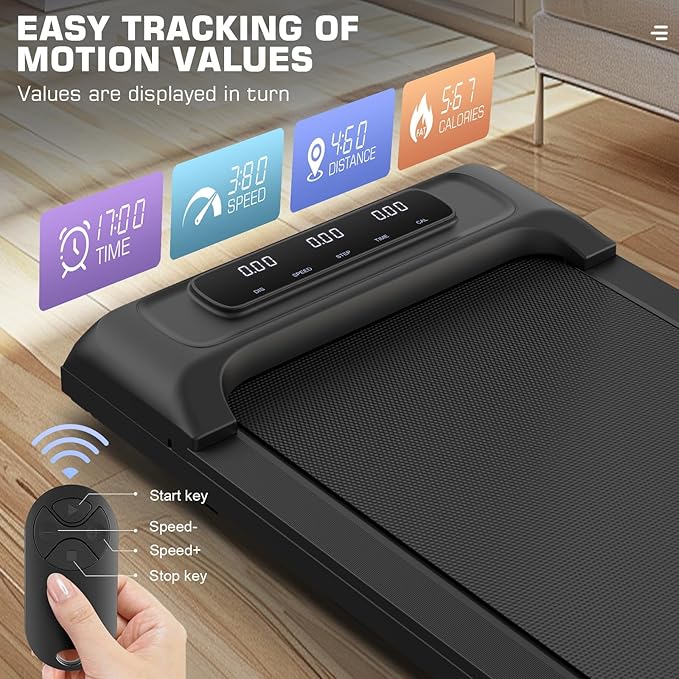 Under Desk Walking Pad for Home Office - 2.5 HP Portable Treadmill With 300 lb Capacity, Compact Jogging Running Machine, Remote Control and LED Display