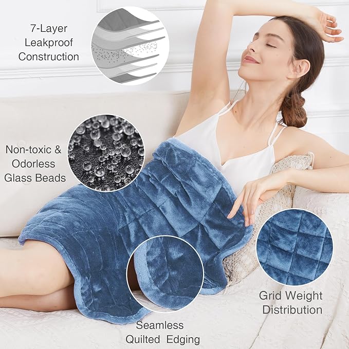 Alomidds Weighted Blanket 7lbs for Adults, Cozy Breathable Weighted Lap Blanket, Small Weighted Blanket Travel, Weighted Lap Pad for Sofa, Couch, Bluish Gray, 29" x 24"
