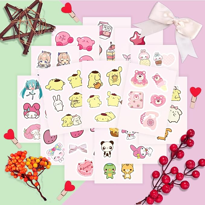 BulbaCraft Cutecore Stickers, Cute Anime Stickers for Water Bottle and Laptop - Cutecore Party Supplies & Decorations, Waterproof Vinyl Decals, Aesthetic Stickers, Gifts for Women & Men
