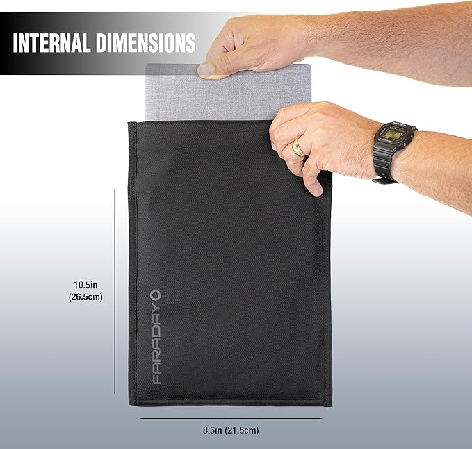 Faraday Defense Faraday Bag Jacket Pro for Tablets | Magnetic Closure, Shielding - Law Enforcement & Military, Travel & Data Security, Privacy, Anti-Tracking Anti-Hacking Black (Tablet)
